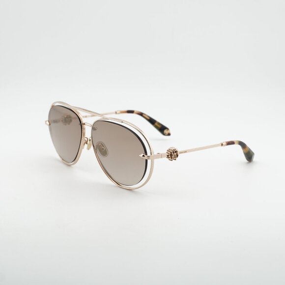 Roberto Cavalli SRC032M 300G Sunglasses Gold Aviator Frame, Brown Lenses main image 5